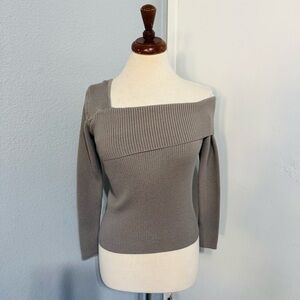 Women Elegant Brown One Off-Shoulder Long Sleeve Thick Stretchy‎ Sweater Sz S